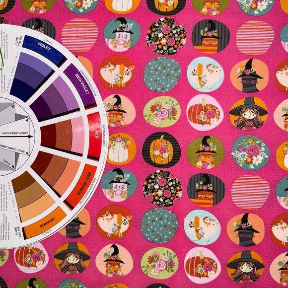 Kitty Loves Candy by Poppie Cotton - Pink Halloween Cat Witch Pumpkin - 1 Yard - Picture 8 of 9